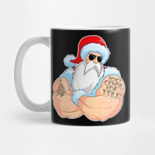 Cool Santa Claus Too Cool For Yule Tattoo Christmas Mug